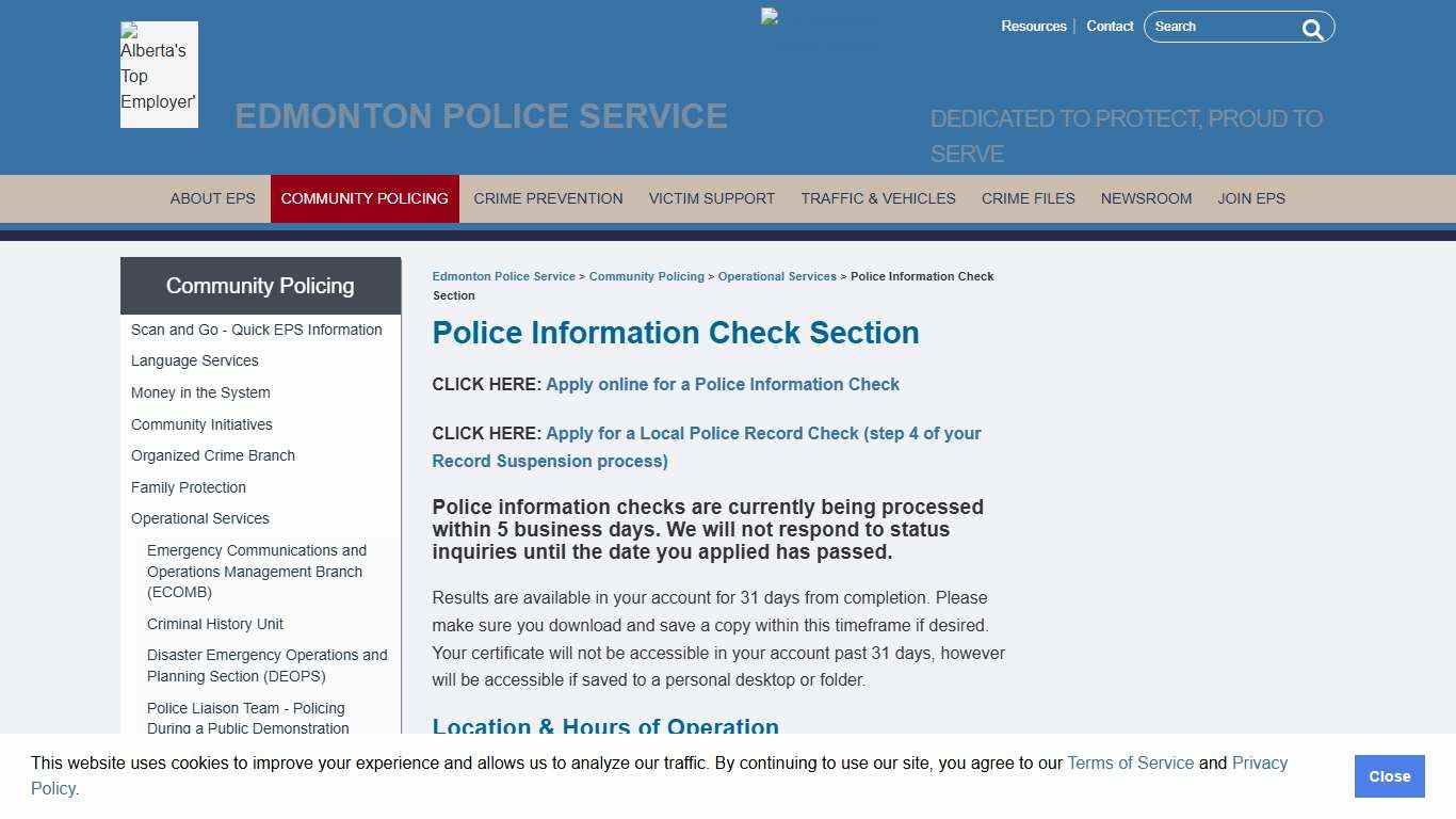Police Information Check Section